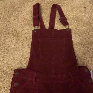 Red crush velvet overalls/jumpsuit! Brand new!!